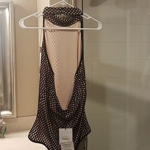 Low back halter body suit never worn, tags on